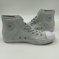 Converse All Star High Top Zipper Silver Glitter Sneakers. Juniors Size 6.