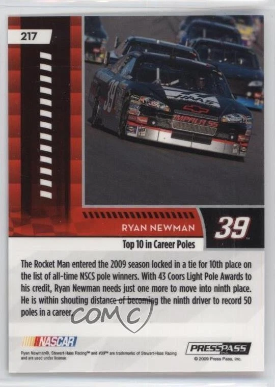 2009 Press Pass Milestones Holo /100 Ryan Newman #217 - Image 2 of 2