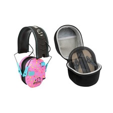 Walker's Razor Slim Electronic Ear Muffs Pink Sprinkles with Protection Case