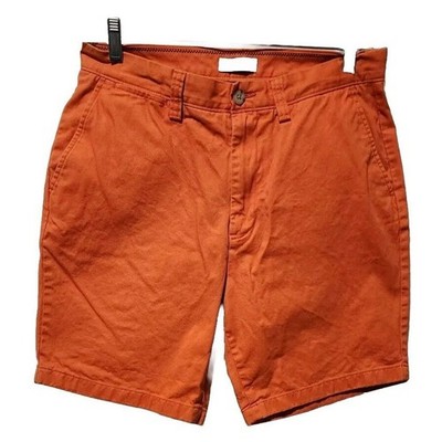 Nautica Men's Flat Front Bermuda Shorts Preppy Orange Sz 33 100% Cotton Pristine