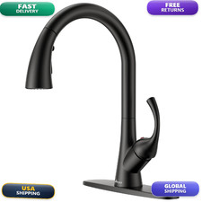 Appaso Black Kitchen Faucet One Hole 3-Mode Pull Down Sprayer 360 Swivel