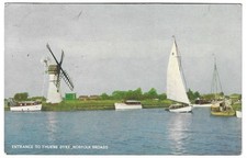 NORFOLK BROADS - WINDMILL at ENTRANCE TO THURNE DYKE Salmon Postcard