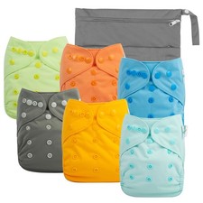 babygoal Cloth Diaper Covers 6 Pack with Wet Bag for Fitted Diapers and Prefo...