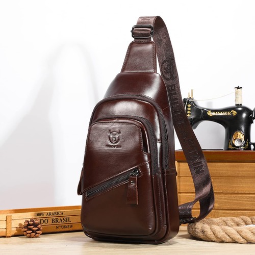 Genuine Leather Sling Bag for Men Crossbody Shoulder Chest Pack Hiking Casual... - Picture 7 of 7
