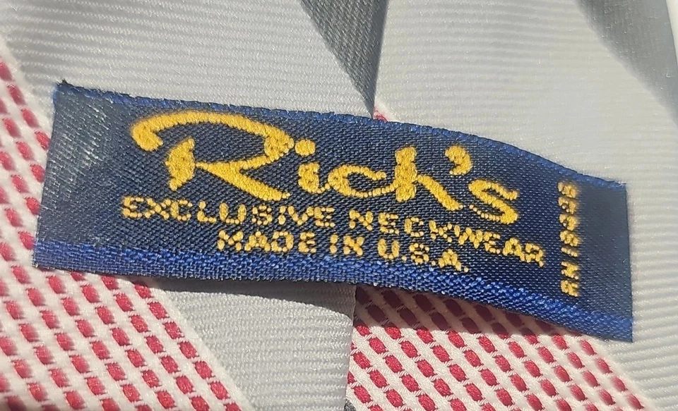 VTG Rich's Exclusive Neckwear Mens  grey,red  Made USA  3"X56" - Изображение 3 из 4