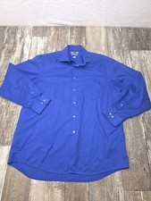 Van Heusen Men  s L 16.5-34/35 Long Sleeve Dress Shirt Blue Button-Up