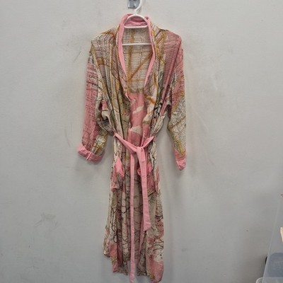 One Hundred Stars Gürtel Staubmantel Kimono Morgenmantel New York Karte One Size