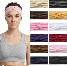 12 Pcs Stretchy Sport Headbands for Women,Absorbed Sport Headband Soft Twist