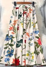 Women  s XL 12 Pretty Floral Spring Maxi Skirt Flowy Elastic Waist Soft