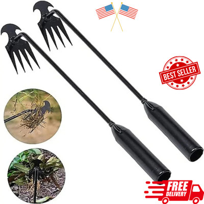 4-Tine Garden Hoe Weeding Tool Hand Cultivator Weed Remover Yard Farm Tool