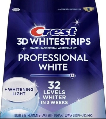 Crest 3D Whitestrips Professional White + LED Light 32 Levels Whiter 38 Strips