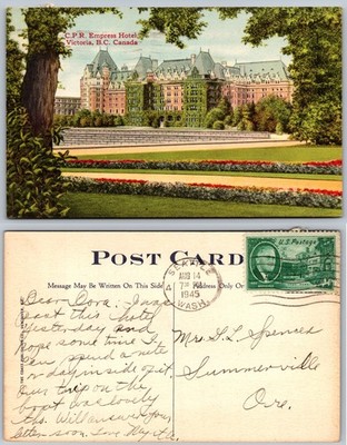 Empress Hotel Gardens Lawn Victoria BC Canada Postcard