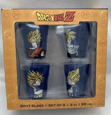 Dragon Ball Z Set Of 4 Goku Super Saiyan Shot Glasses 2oz