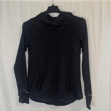 Athleta Hoodie Sweatshirt Thumb Holes Women  s Heather Black Size Small