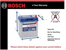 Battery fits HONDA JAZZ 1.2 1.3 1.4 1.5 2002 on Bosch 054 330A 40Ah Quality New