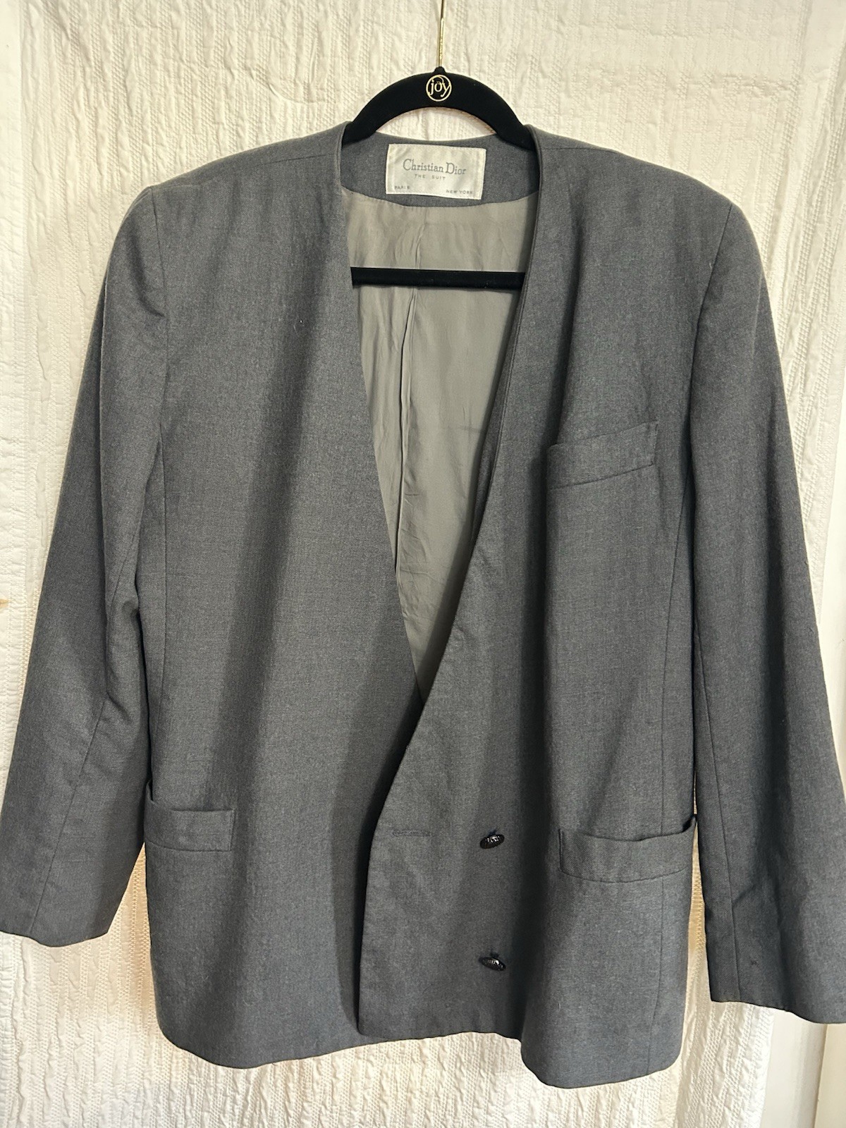 Christian Dior Authentic Solid Gray 100% Wool Lon… - image 10