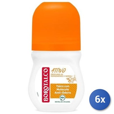 6x Borotalco Deodorant Roll-On Aktiv Geruch Orange Bundle