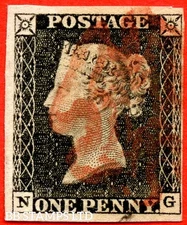 SG. 3. A1 (3). AS2. " NG ". 1d Grey Black ( worn plate ). Plate 1a. A fin B63456