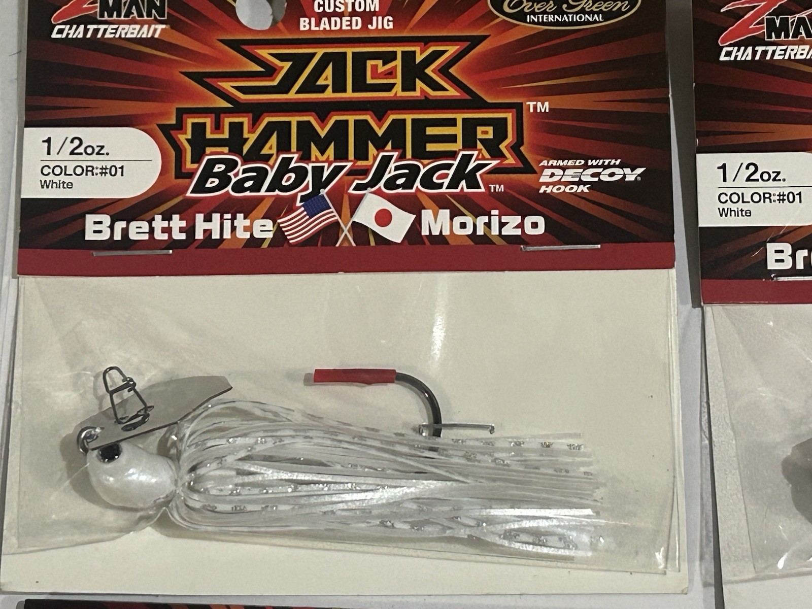 LOT OF 4 Baby Jack Hammer Zman Chatterbait Evergreen 1/2 Oz.  WHITE COLOR NIPS - Image 2