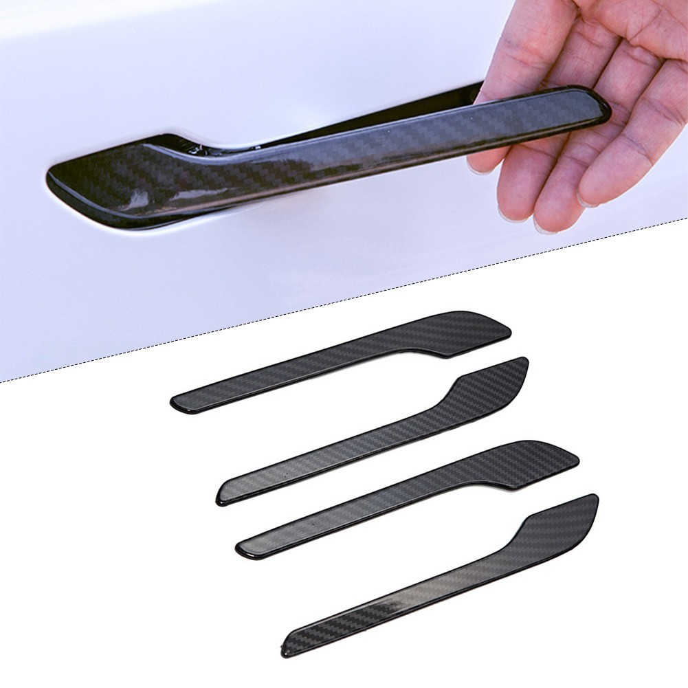 Door Handle Cover Set for Tesla Model 3 Model Y Gloss Black Carbon Look