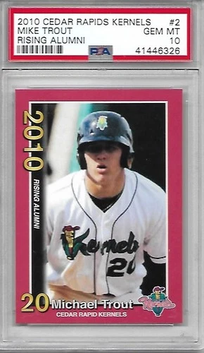 MIKE TROUT 2010 CEDAR RAPIDS KERNELS RISING ALUMNI #2 PSA 10
