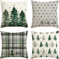 Streifen Tupfen BäUme Kiefern Schneeflocken Weihnachten KissenbezüGe 4Er Set, 45