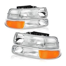 Headlights Assembly Compatible with 1999-2002 Chevy Silverado 1500 2500, Chrome