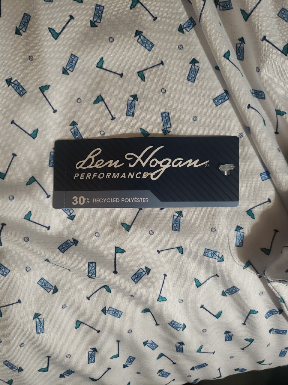 Ben Hogan Polo Shirt Mens XL White Cocktail Print Performance Golf Stretch thumbnail 4