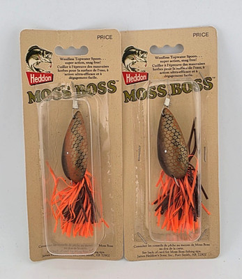 (2) Vintage Heddon Moss Boss Top Water Fishing Lures Lot of 2 - 1/4 oz