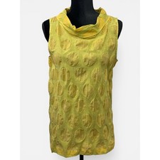 Beau Jours Polka Dot Top XS Yellow Sleeveless USA Made Lagenlook Artsy Boho