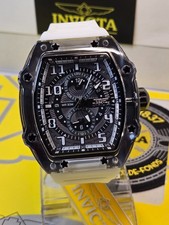 Invicta Racing Cyclone Men's Watch 48.5 mm Smoke Gray /White Silicone Band- NEW 