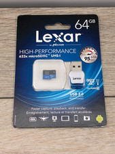 Lexar High-Performance microSDXC 633x 64GB UHS-I USB 3.0 Flash Memory Card New