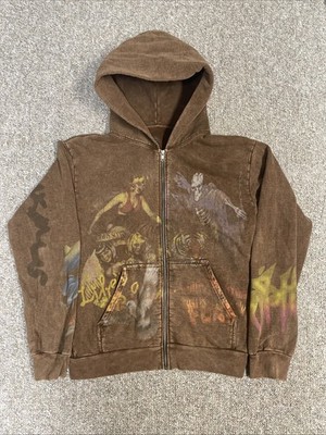 Travis Scott Utopia Circus Maximus 2023 Tour Zip Up Hoodie Brown Cactus Faded M!