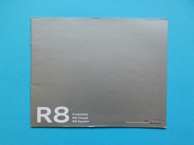 Prospekt / Preisliste - Audi R8 - V8 und V10 / V10 plus - Coupe / Spyder - 08/13