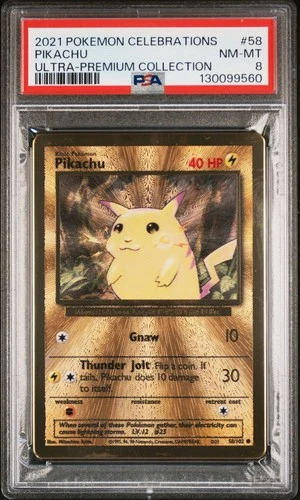 PSA 8 - 2021 Pokemon Celebrations UPC PIKACHU Gold Metal Card #58 (3772)