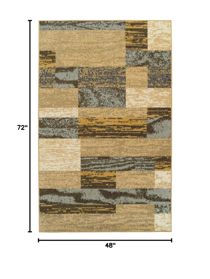 Superior Indoor Area Rug, Jute Backed, Modern Geometric Patchwork Floor Decor... - Image 2 of 4