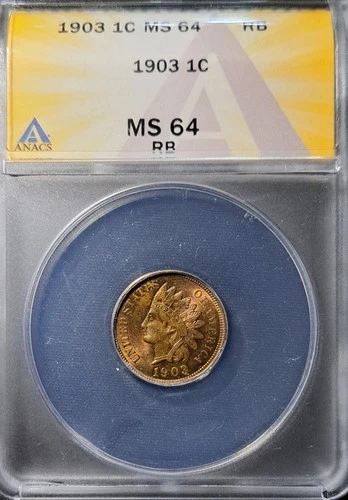 1903 indian head penny cent MS-64 RB