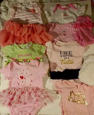 Lot Of 10 Baby Girl Clothes 0/3 Mo. Dress, Skirt, Rompers, Pants etc. So Cute!