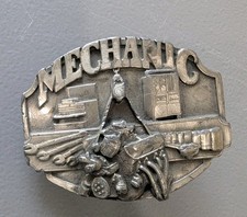 MECHANIC Belt Buckle Siskiyou Buckle Co. 1987 Vintage Metal Made in U.S.A.