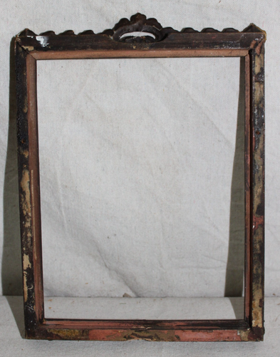 ANTIQUE FITS 7 X 9" PICTURE DOCUMENT MAP FRAME WOOD ARTS CRAFTS GOLD GILT CARVED - Picture 6 of 24