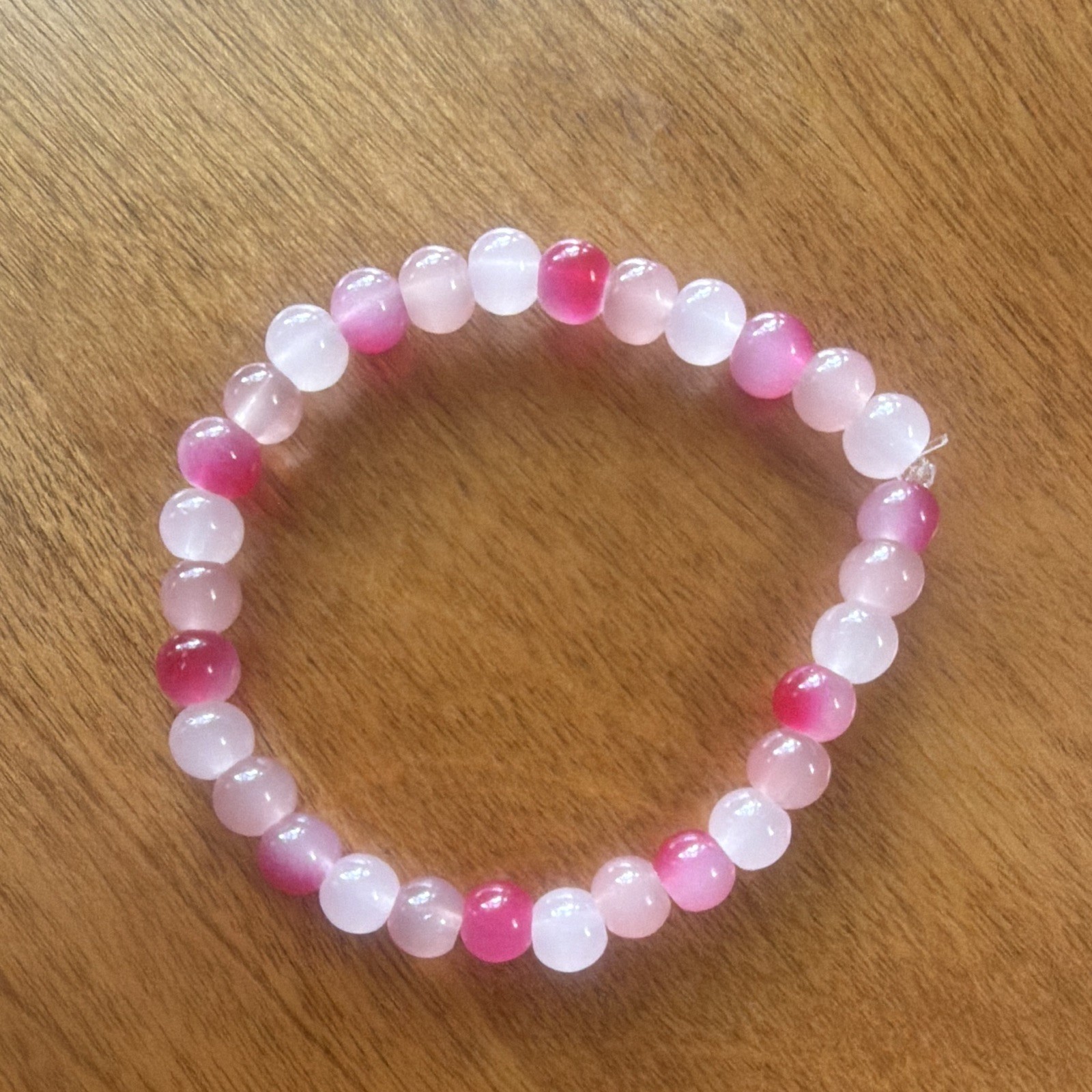 Pink Round Beaded Stretch Bracelet/75% of your purchase goes to charity