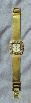 Cote d'Azur Women's Gold Tone Square Analog Watch White Dial Roman Diamond