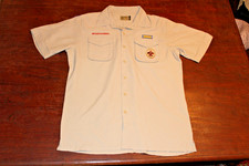 Boy Scouts of America BSA Men's Shirt Tan Medium Vented Poly Microfiber Sewn