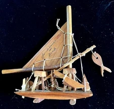 WOODEN SOUVENIR TYPE SAIL FISHING BOAT STRING RIGGING JAIN GRANCE DO RESIB??