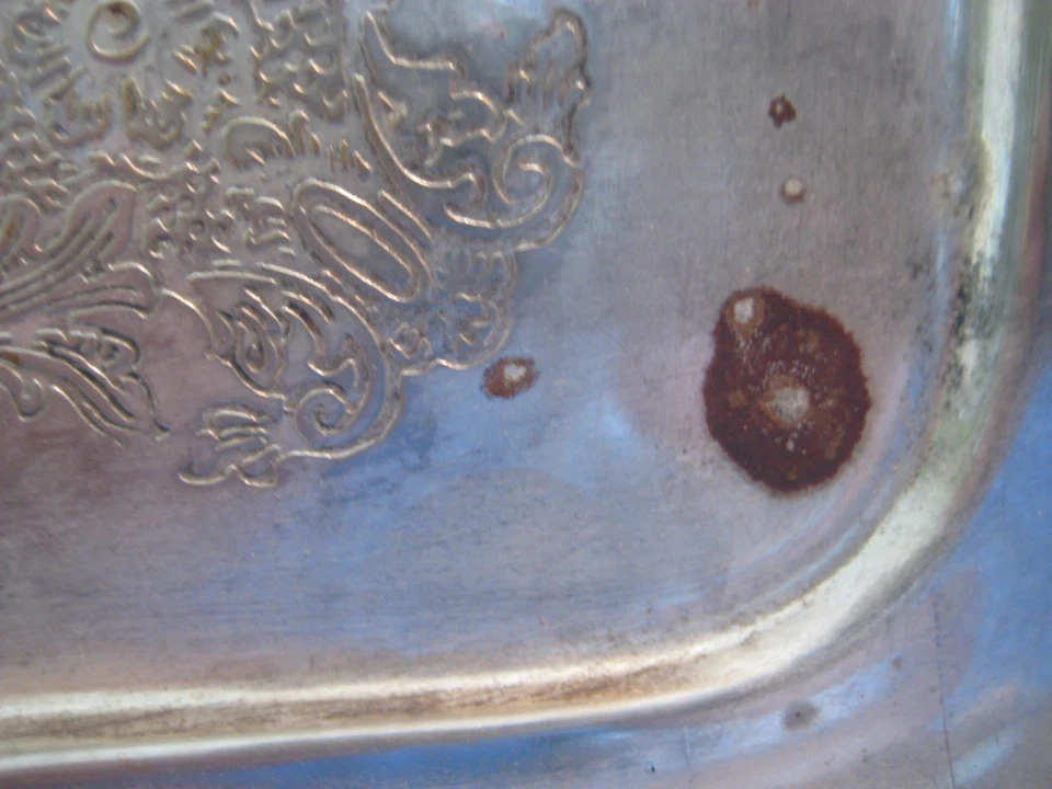 ANTIGUO PLATO RECTANGULAR PLATEADO PESADO VINTAGE Foto 4 de 4