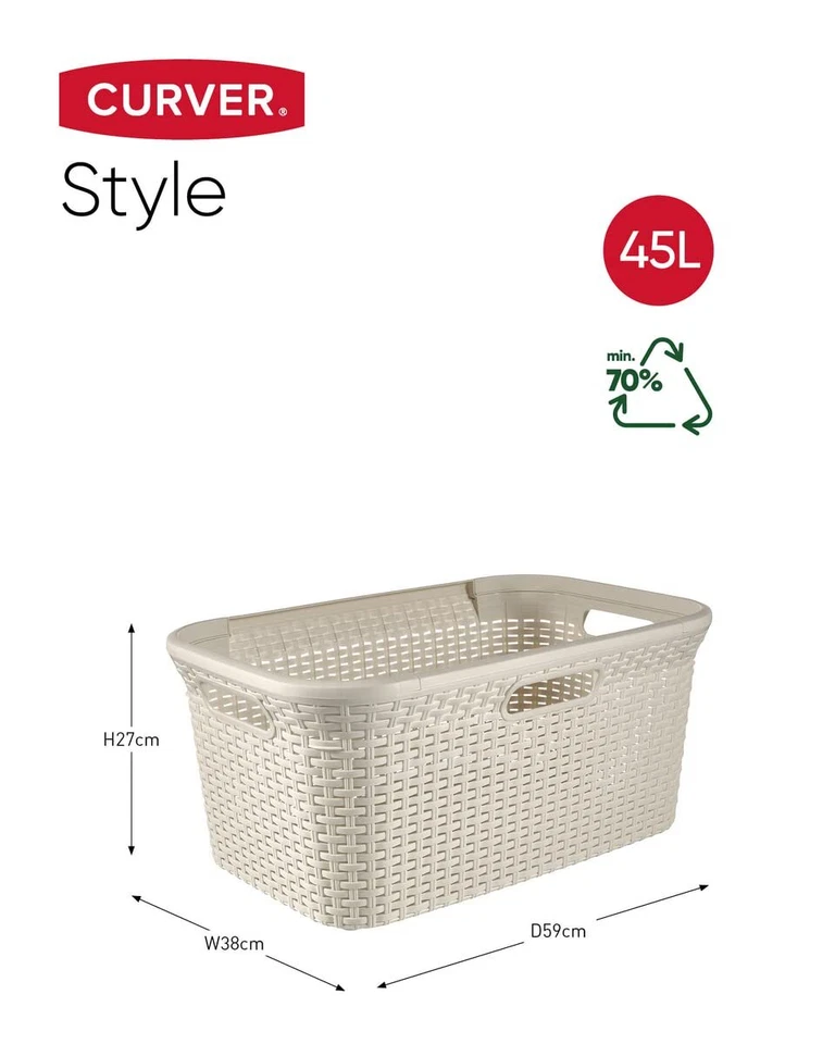 Panier à linge 45L Style -Bac à Linge propre et sale - Aspect Rotin Texturé -... - Bild 2 von 4