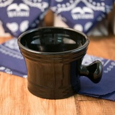 Black Porcelain Stoneware ceramic Apothecary Shave Shaving Soap Puck Lather Mug