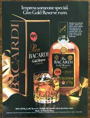 1982 Bacardi Gold Reserve Rum Holiday PRINT AD Impress Someone Special