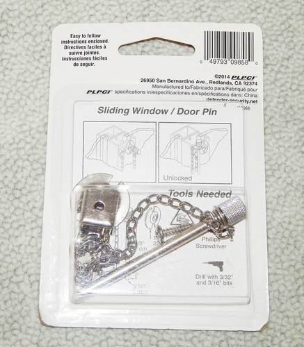 Defender Security U-9858 Sliding Patio Door Lock Pin, 2-5/8-Inch, Chrome Finish - Picture 2 of 2