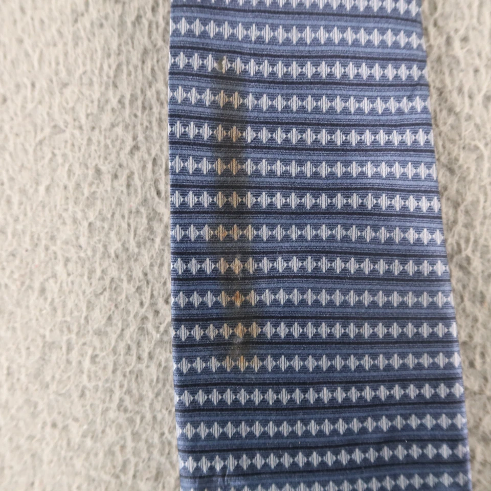 Corbata Stonehenge azul geométrica 100 % seda hecha a mano 3,5" Foto 3 de 4